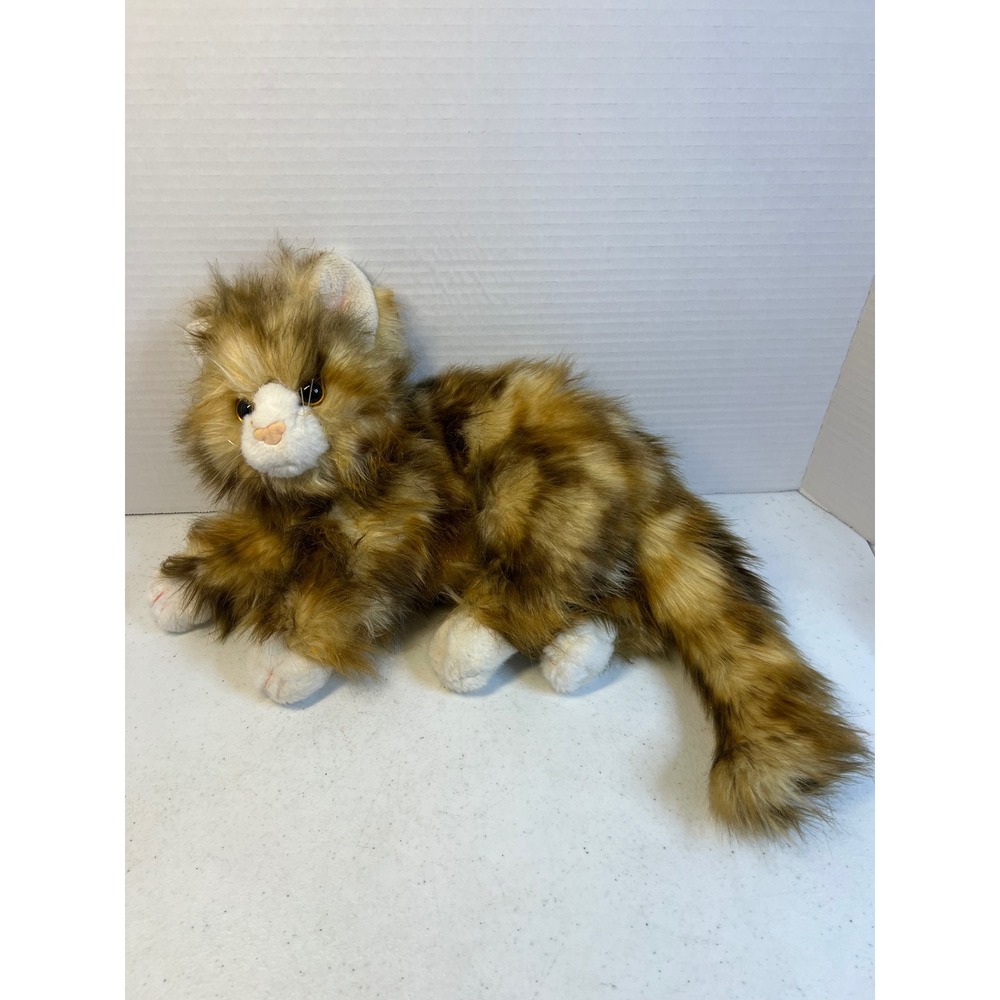 Ty Classic Jumbles Calico Cat Plush 13 Inch Long Hair Brown White Paws No Tags